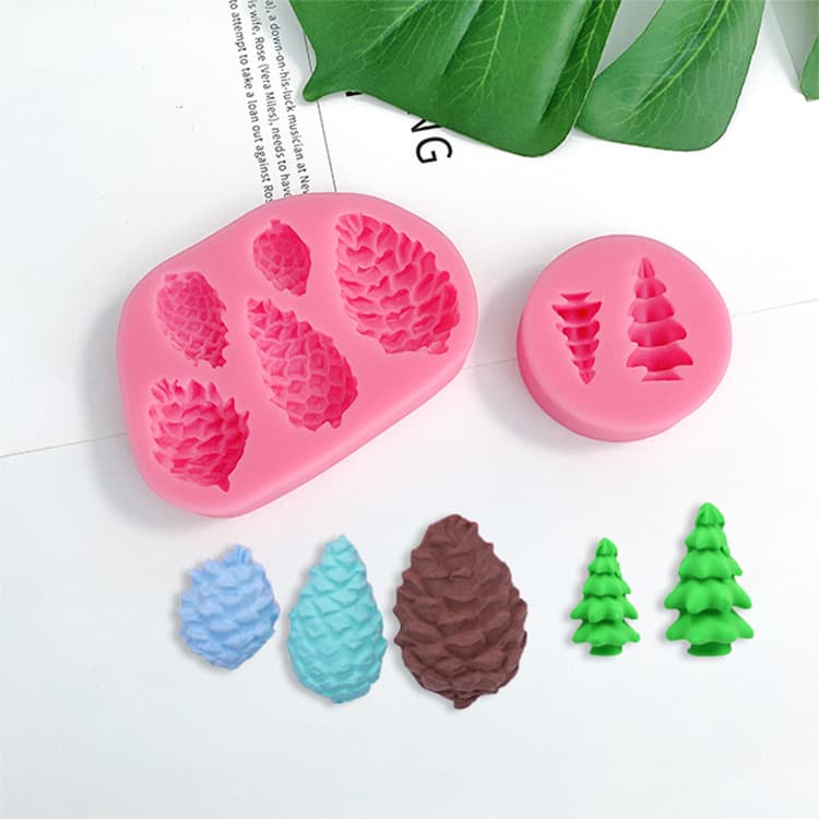 Christmas Pine Nut Pinecone Cake Decoration Chocolate Baking Food-Grade Silicone Mold Christmas Tree Fondant Mold