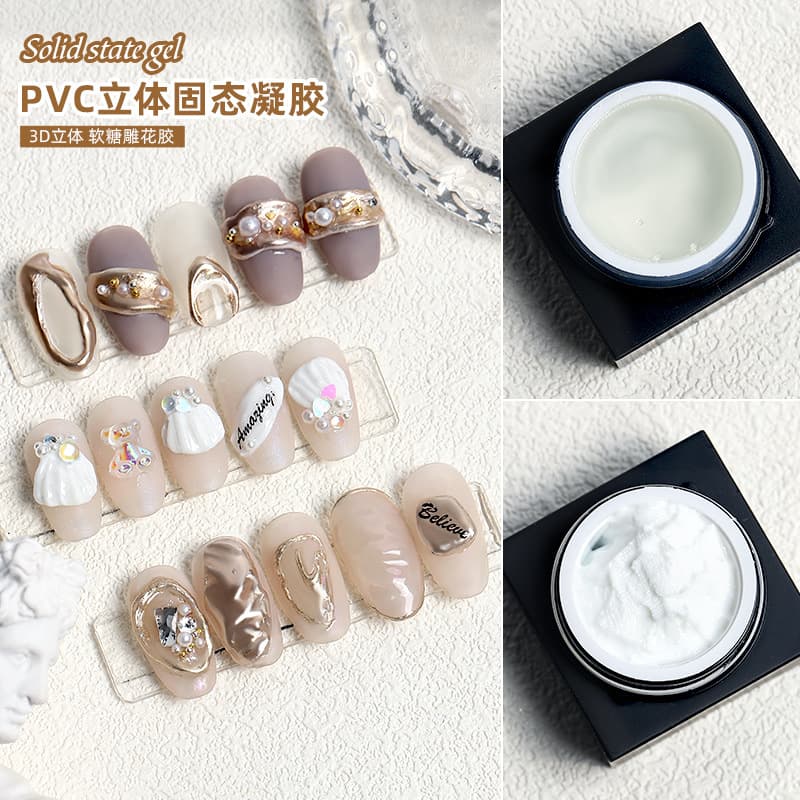 Popular Elastic Manicure PVC Gummy Carving Glue Solid Gel High Transparency 3D Shape Phototherapy Nail Glue Shaping