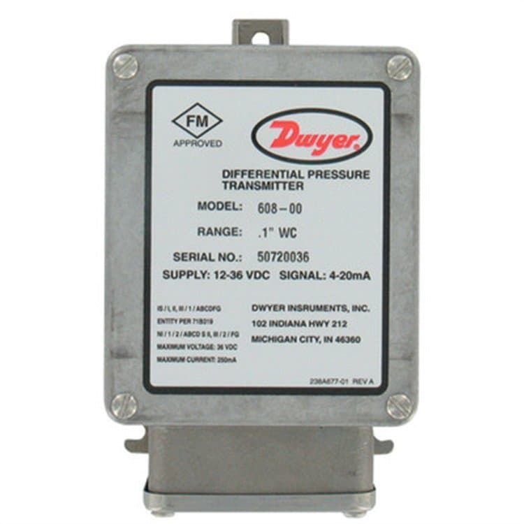 USA Dwyer Differential Pressure Transmitter 608-00, 608-01, 608-02, 608-03, 608-04