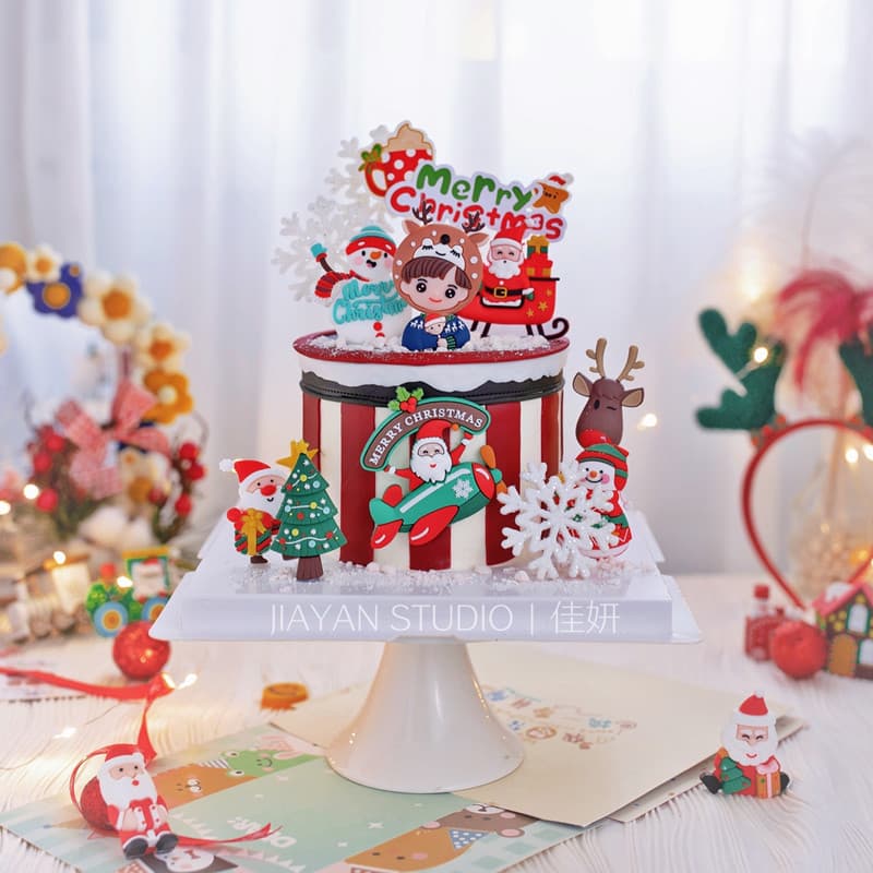 Christmas cake insert soft glue cake decoration insert Santa Claus snowman cake insert