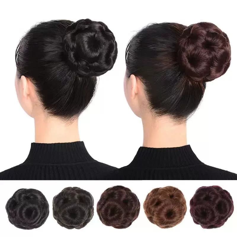 Ready Stock Wholesale Factory Direct Women's Wig with Nine-Flower Clip, Fluffy Bun Updo Tool and Clip-in Hairpiece