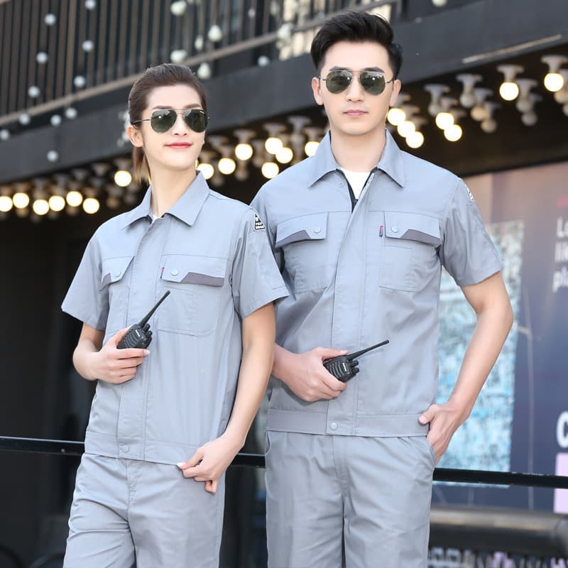 Summer Anti-Static Workwear Short Sleeve Suit, Thin Style for Factory, Workshop, Property, Electrician, and Maintenance Workers
