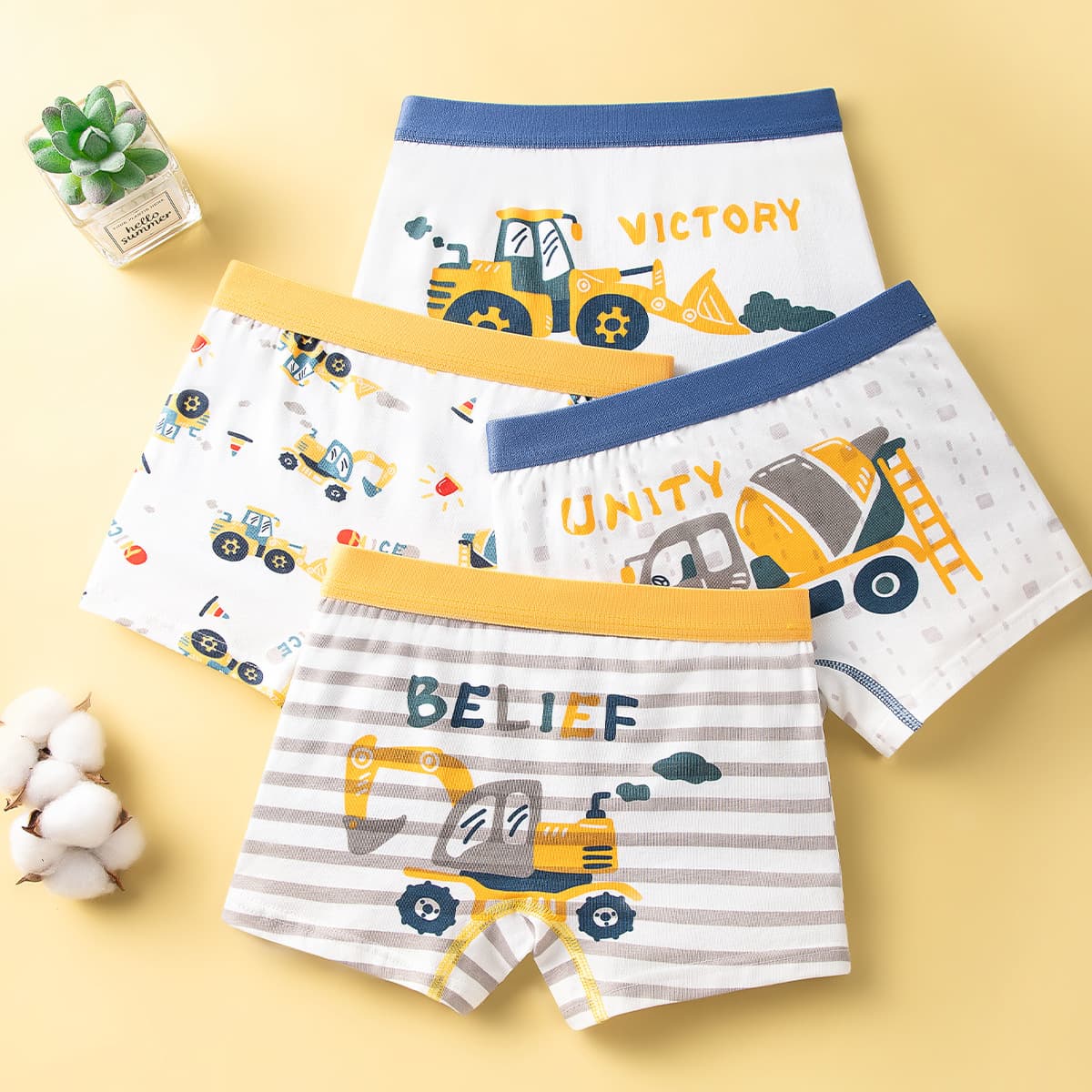 Non-pinching Boys' Comfortable Boxer Briefs, Class A Pure Cotton, Wholesale Kids' Elementary School Shorts, Flat Briefs