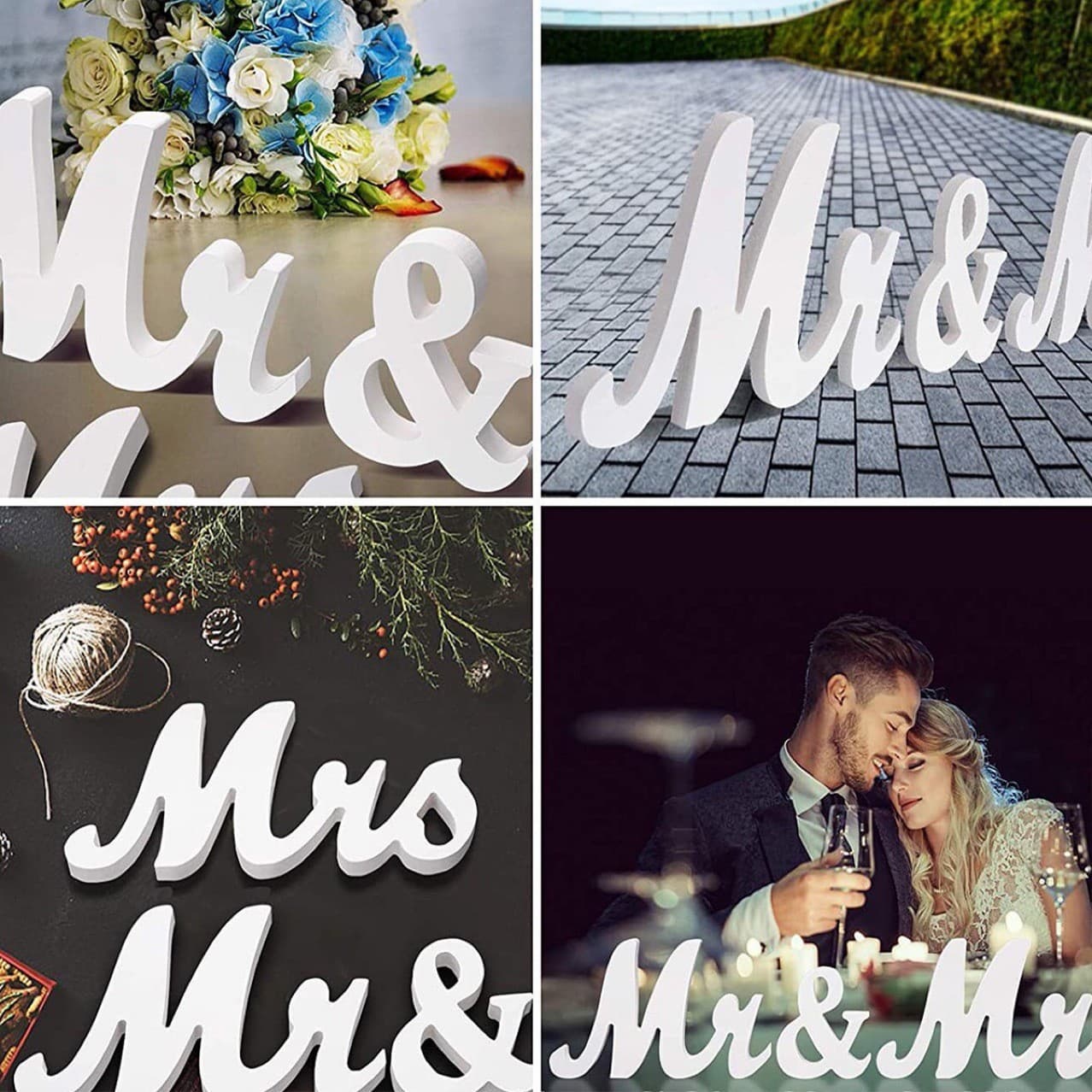 MR&MRS English Alphabet Wooden Ornaments Wedding Decoration Props Logo Wooden Letter Banner Table Decoration
