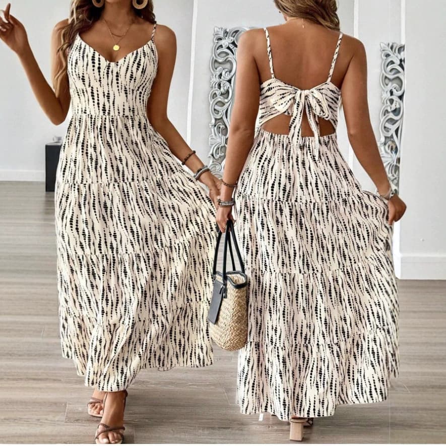 In Stock EU/US Cross-Border Trade Amazon Summer New Stripe Casual Plus Size Women's Dress Factory Direct