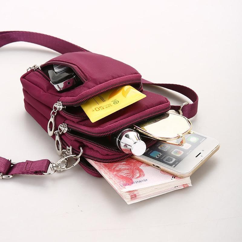 New mobile phone bag women's cross-body bag Korean style halter neck mobile phone bag wrist bag coin vertical small bag nylon