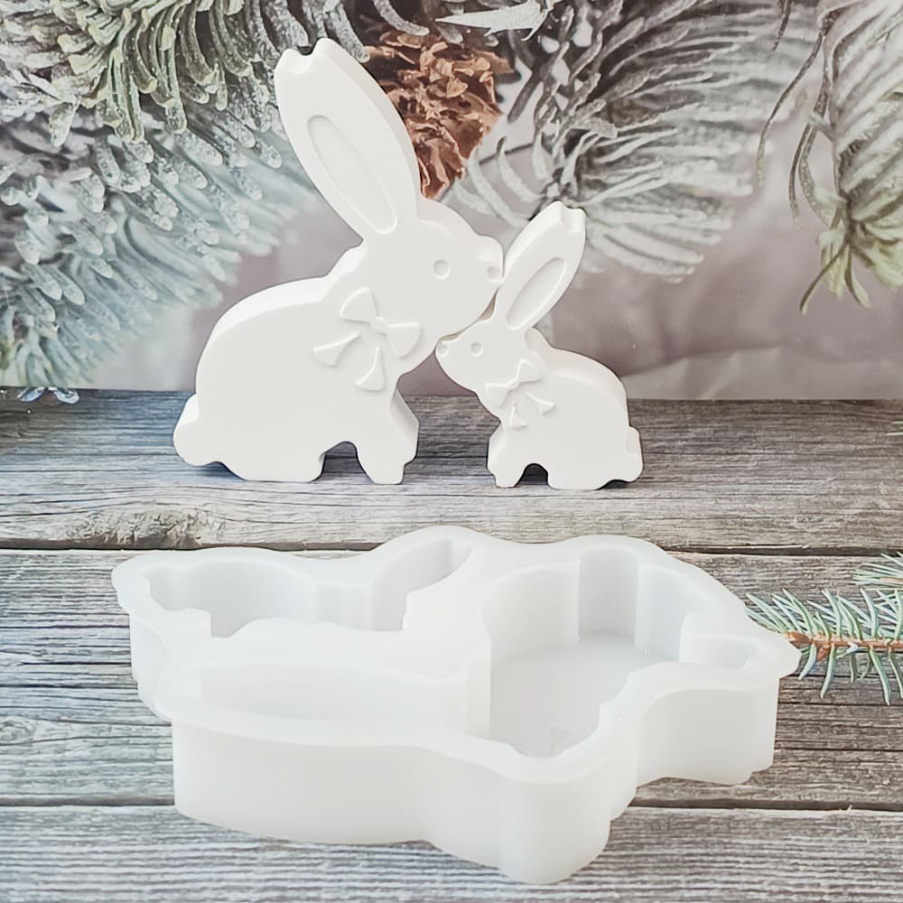 S2528 Rabbit Figurine Decorative Cement Plaster Mold DIY Silicone Mold Cake
