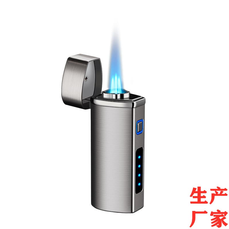 New three-way straight-through electronic inflatable lighter windproof personalized creative cigar punch cigarette lighter wholesale HB198