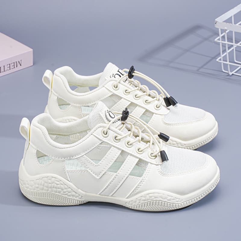 2025 Summer Women's New Breathable Mesh Shoes Hollow Sandals Korean Style Versatile Casual White Sneakers Women's Fashion