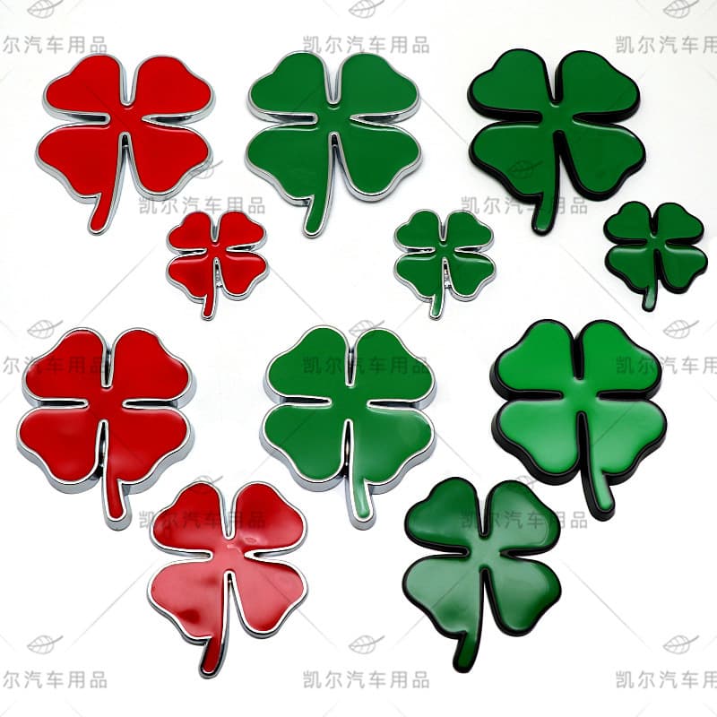 Metal Lucky Four-Leaf Clover Car Emblem Side Badge for Alfa Romeo Car Sticker Body Decal