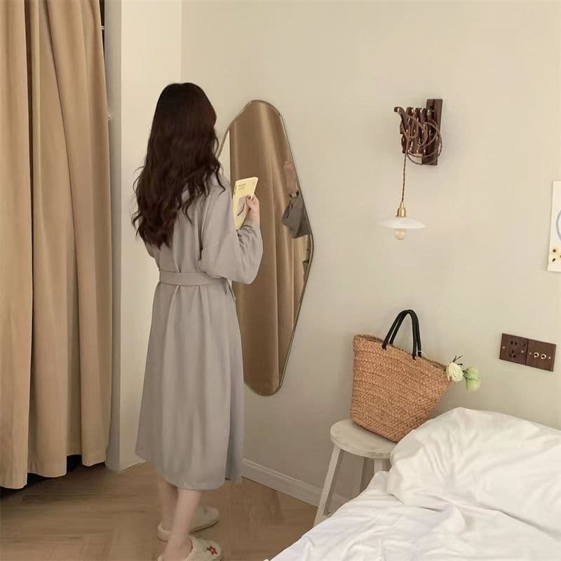 High-end young couples' pajamas, Japanese casual style, 2023 spring and autumn hit, loose waffle weave bathrobes, hotel bathrobes.