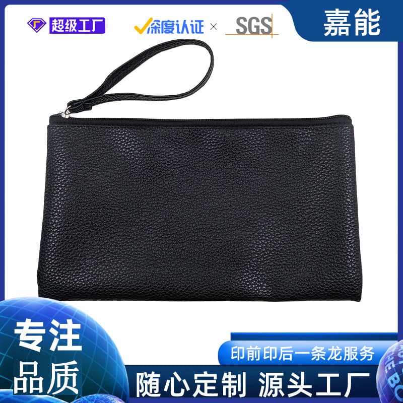 Unisex Factory Direct New Lychee Grain Zipper Clutch Storage Bag, Accepting Export Orders