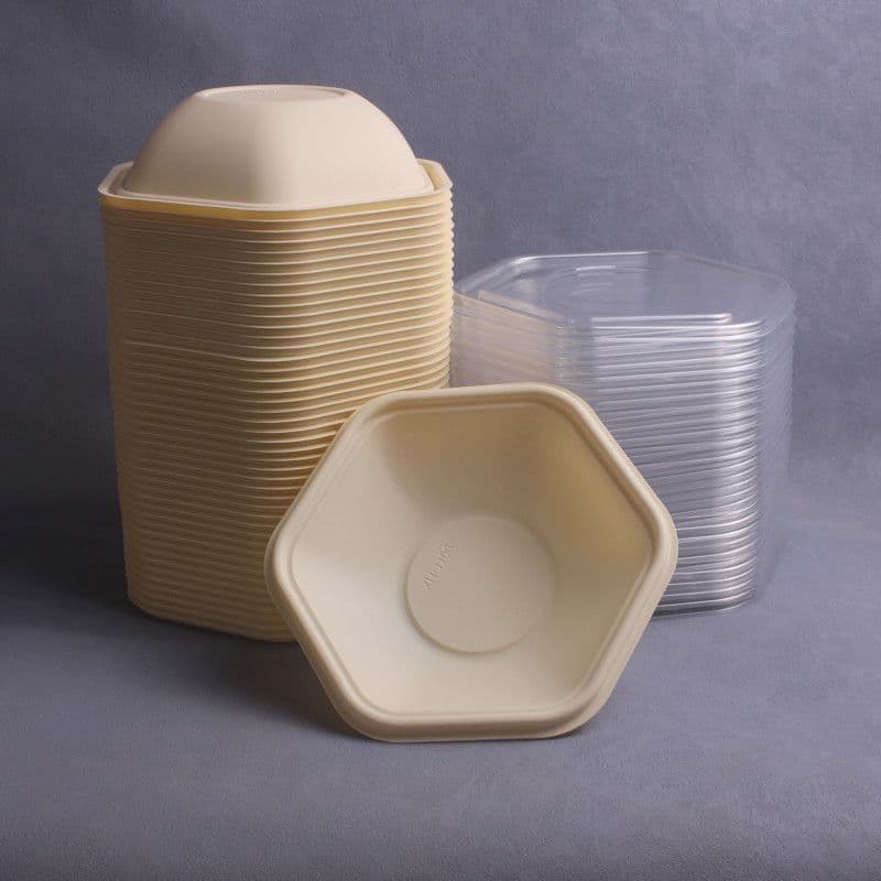 Corn Starch Biodegradable Hexagonal Bowls Disposable Light Meal Takeaway Bowls Hexagonal Salad Bowls Lunch Boxes