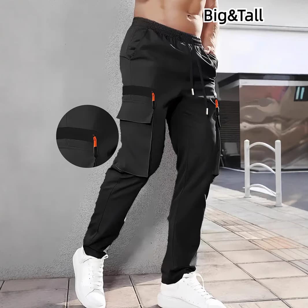 Plus-size men's new casual cargo pants with multiple pockets, cross-border European size trousers, all-season youth fashion pants.