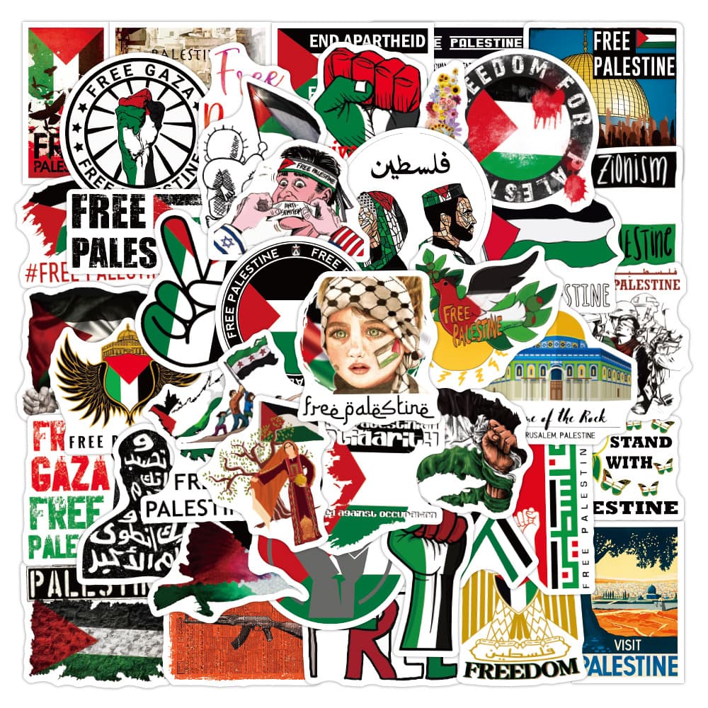 50 Cross-Border Best-Selling Styles Free Palestine Graffiti Stickers for Decorating Phone Cases, Water Bottles, and Notebooks