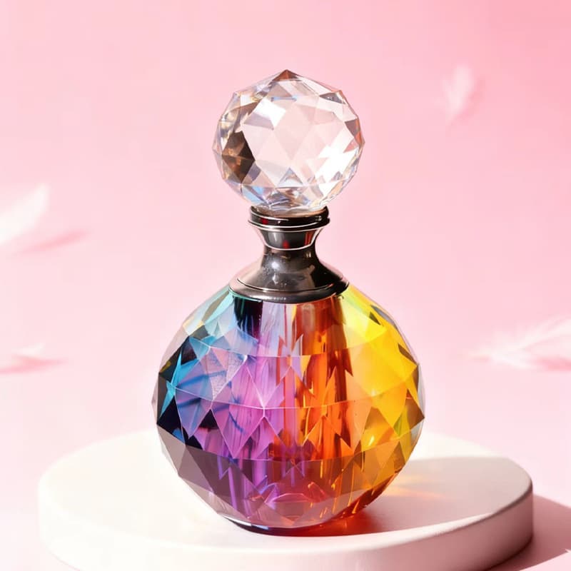 Cross-Border Round Crystal Perfume Bottle High-End Champagne Color Essential Oil Bottle Model Room Crystal Glass Bottle Ornaments
