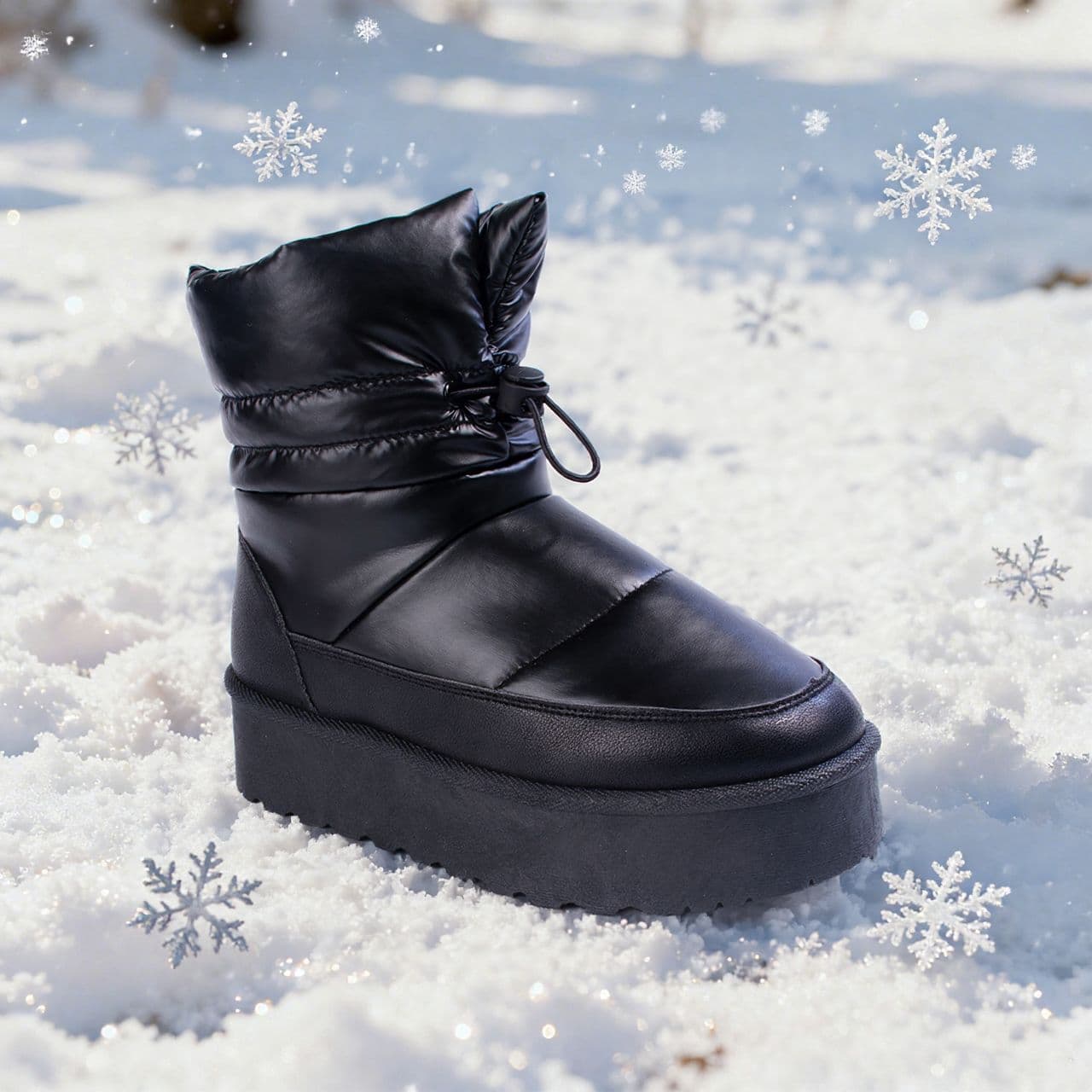 Winter New Warm Drawstring High-Top Adult Snow Boots Fashion Thick Sole Slip-On Cotton Shoes Cross-Border Wholesale