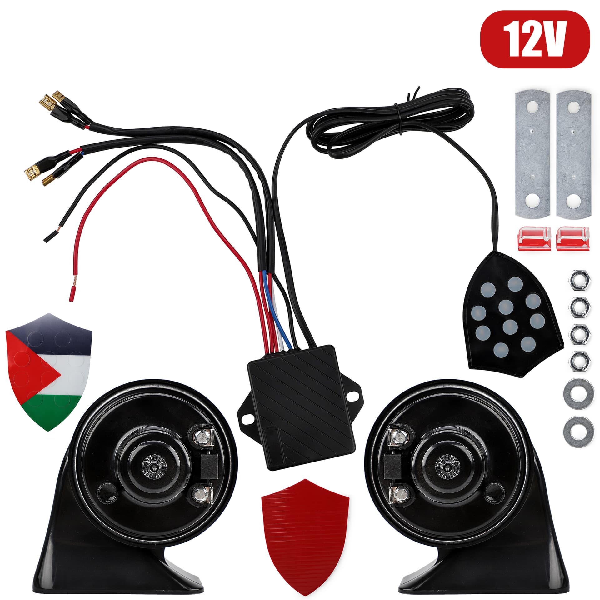 New Cross-Border 12V Snail Horn High-Pitch Car Horn Motorcycle Modified Waterproof Electric Horn
