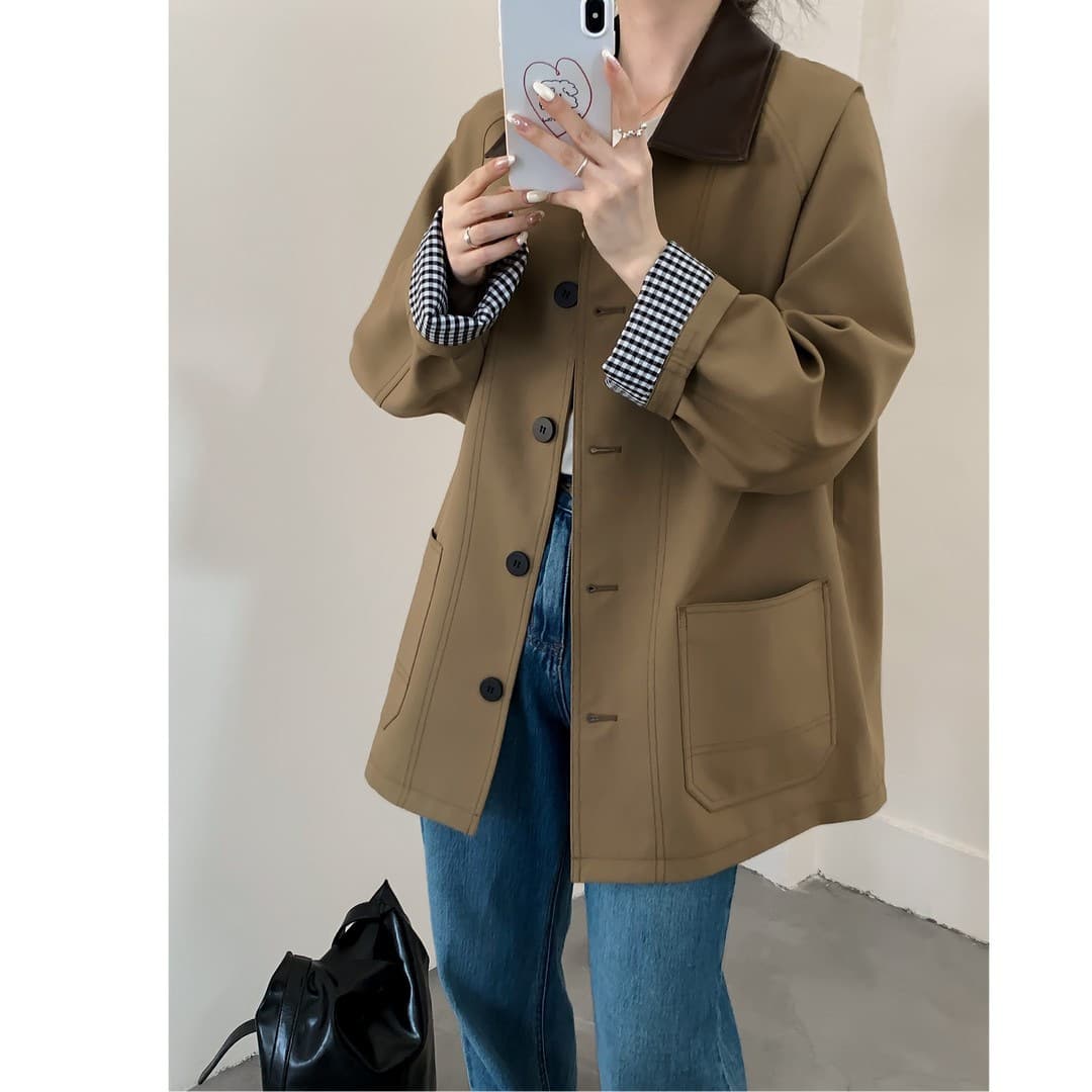 Benview [Physical Store Exclusive] British Style Notch Lapel Belted Oversized Coat European and American Style Commuter