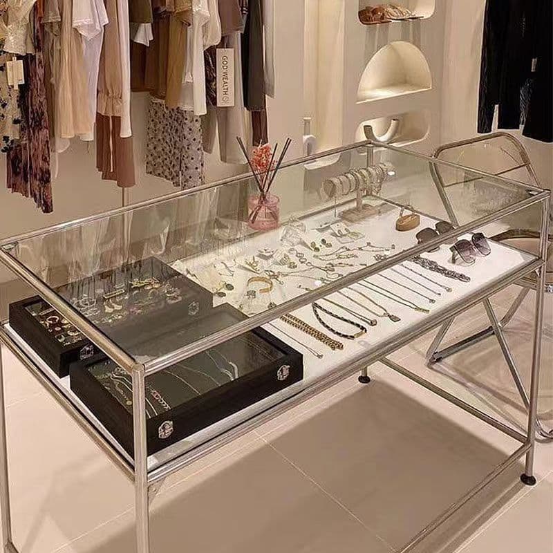 Stainless Steel Office Desk Nail Table Display Table Showcase Computer Desk Dressing Table Multifunctional All-in-One Desk Amazon
