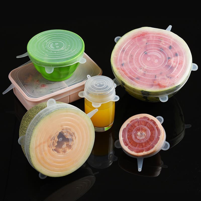 Cross-Border Supply Food-Grade Silicone Covers, 6-Piece Set, Multifunctional Stretchable Transparent Round Bowl Lids