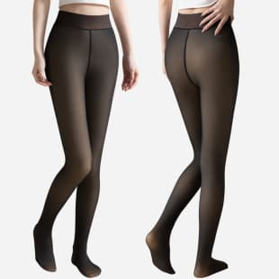 Cross-Border Supply Fake Flesh-Tone Plus Size One-Seam Waist Thermal Leggings Women Bare Legs Thickened Fleece Skin-Through Tights