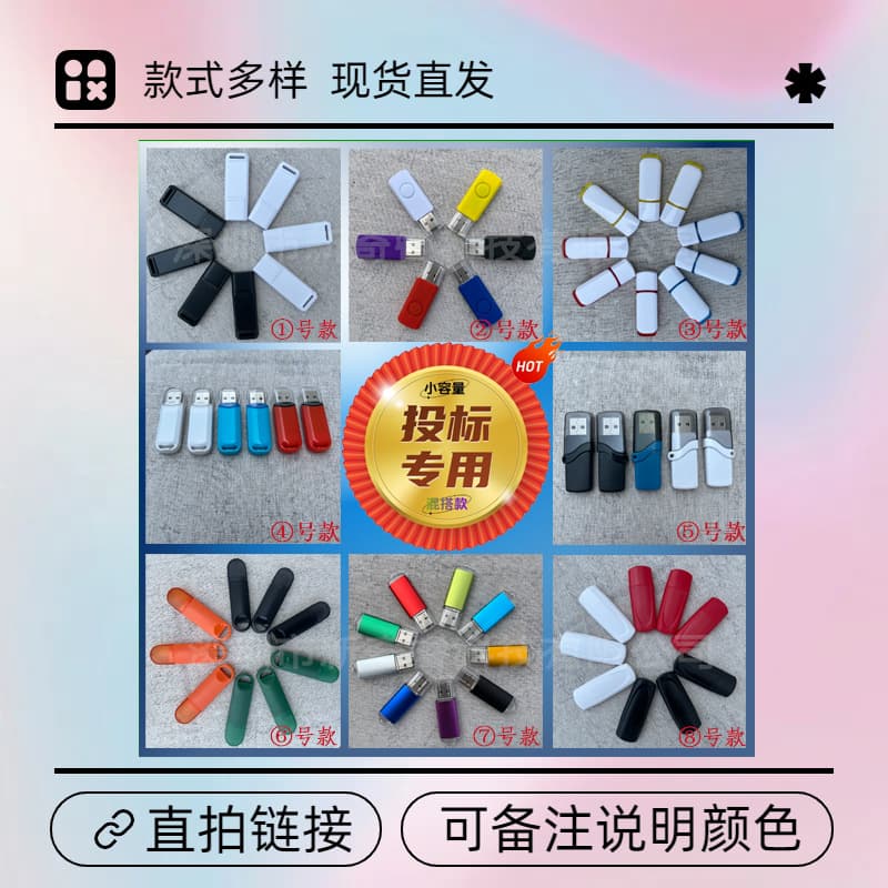 Bid U Disk Custom Small Capacity USB Flash Drive Advertising Business Gift Mixed Bid Bag Pack Wholesale Plastic Simple