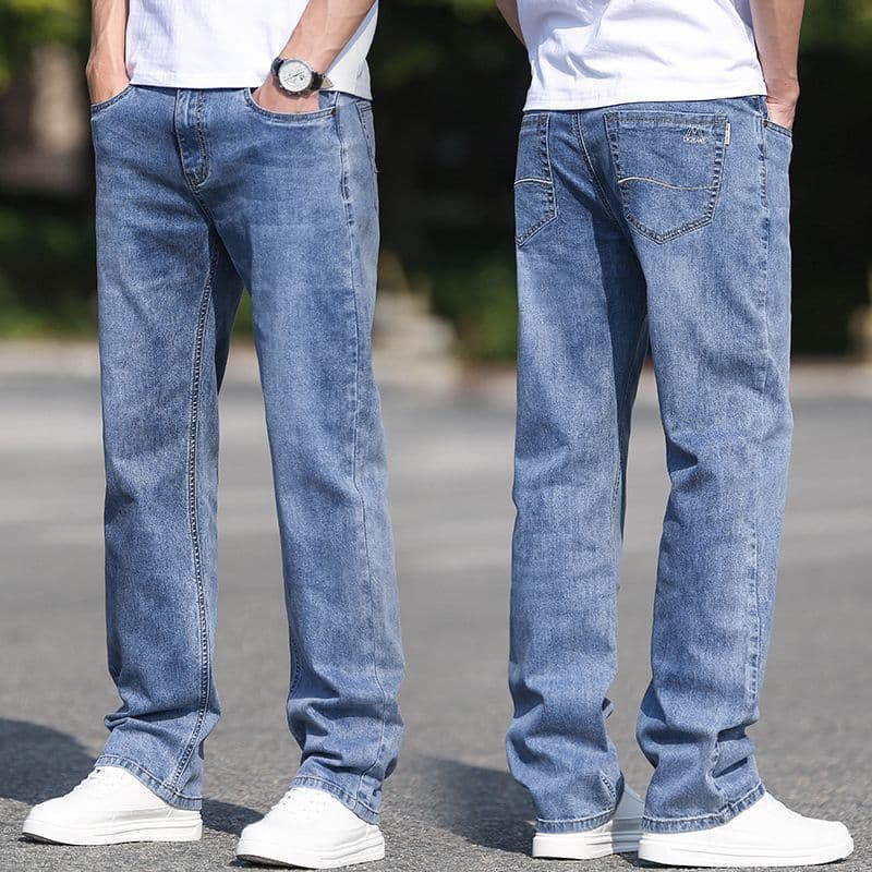JEANS Men's Jeans Spring/Autumn Loose Straight Casual Long Pants 2026 Trendy Washed Blue Men's Trousers