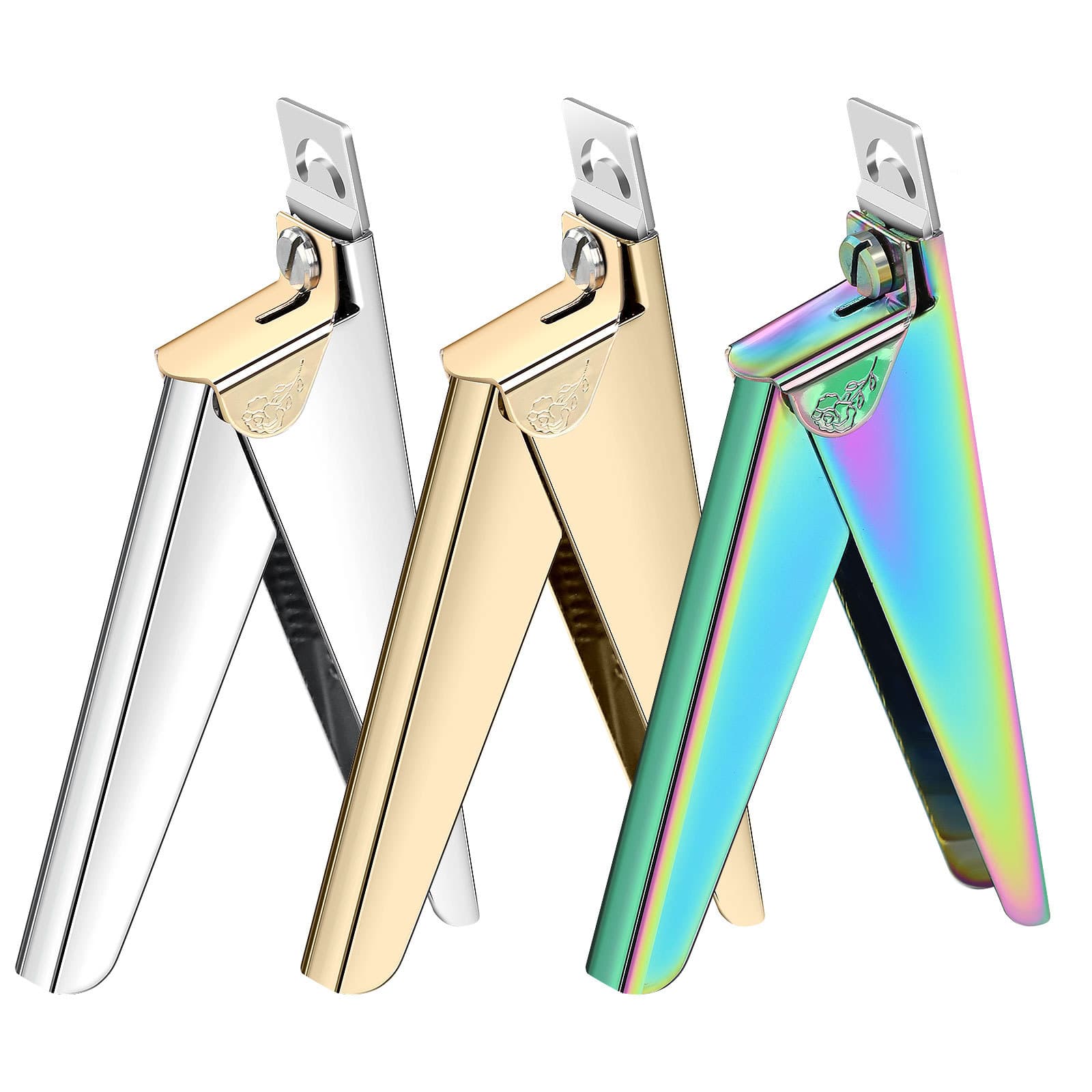 Stainless Steel Nail Clippers Titanium Colored U-Shaped Nail Scissors Nail Extension Piece Clippers False Nails Beauty Salon Tools