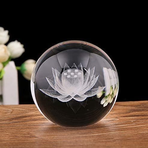 Crystal Craft Decor Ornament Inner Carved Lotus Crystal Ball Hot-Selling Gift Present Wholesale Manufacturer Direct Sales for Wealth