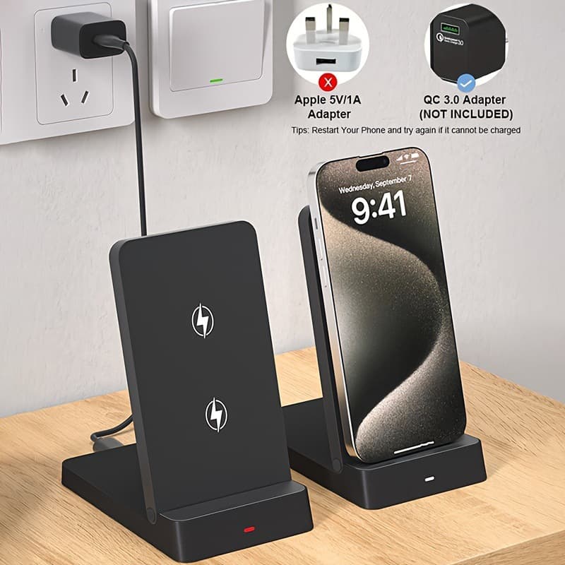 【Vertical Foldable 15W Fast Charging】Z4 Wireless Charger Compatible with Apple Samsung Huawei Phones