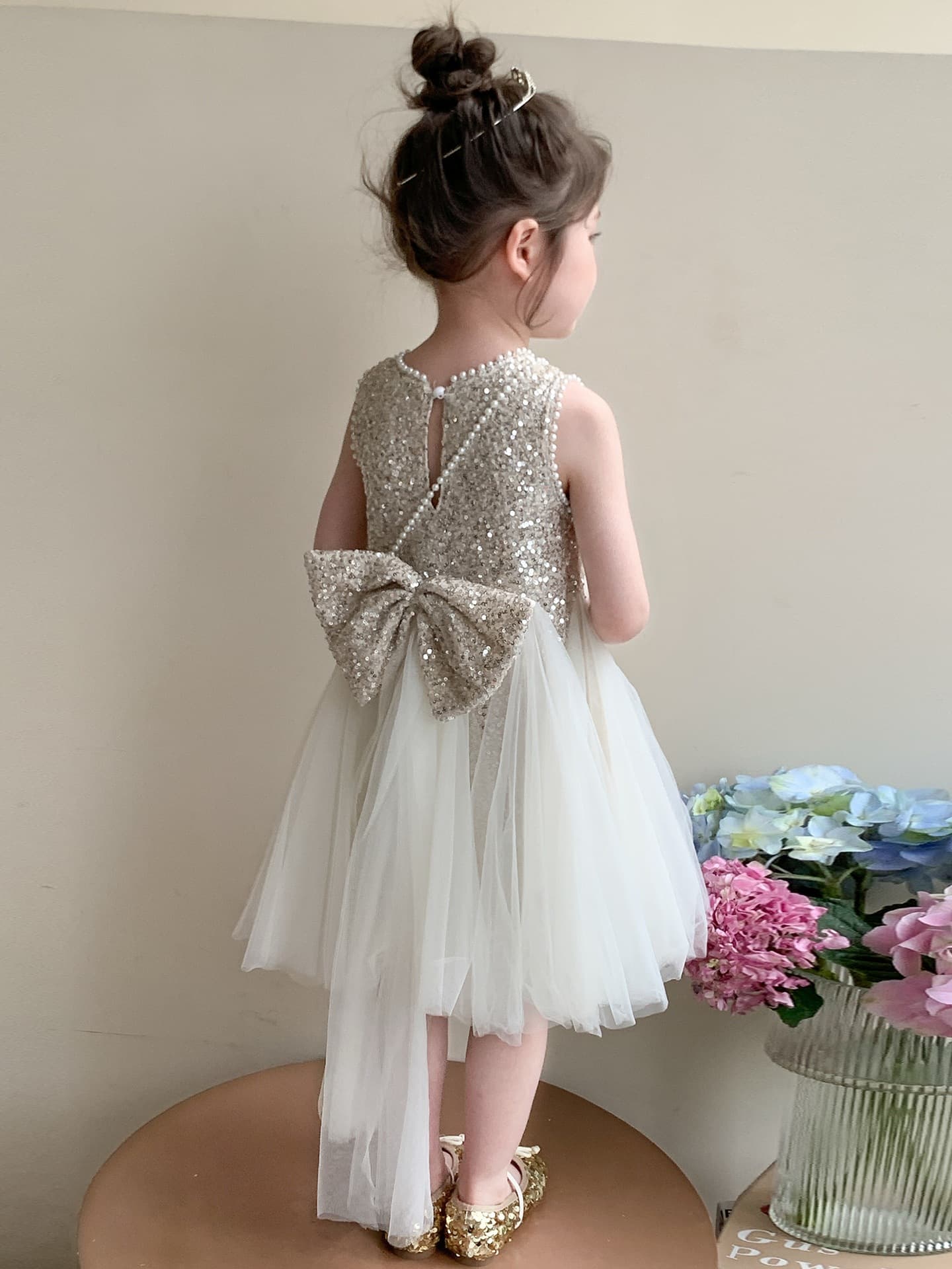 Girls 2026 Summer New Style Mermaid Bow Performance Princess Birthday Dress Trendy Gown Children's Clothing