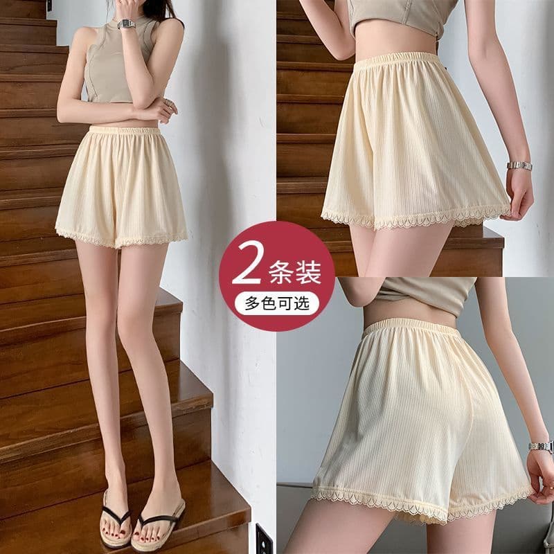 Ice Silk Safety Shorts for Women, Summer Thin Style, Anti-Flash, No Roll-Up, Wearable as Outerwear, Loose Home Shorts, JK Style Base Layer Shorts