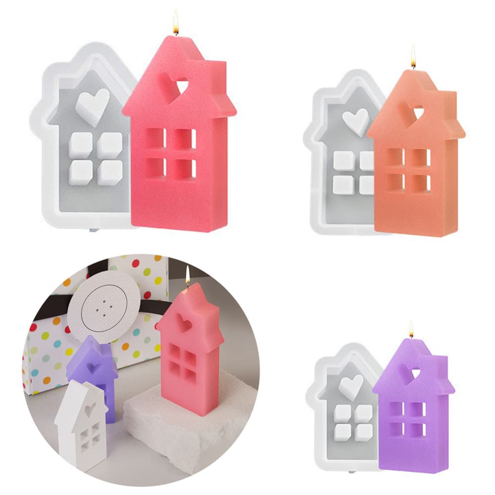 Cross-border chimney love house scented candle silicone mold diy three-dimensional house gypsum resin ornaments wholesale