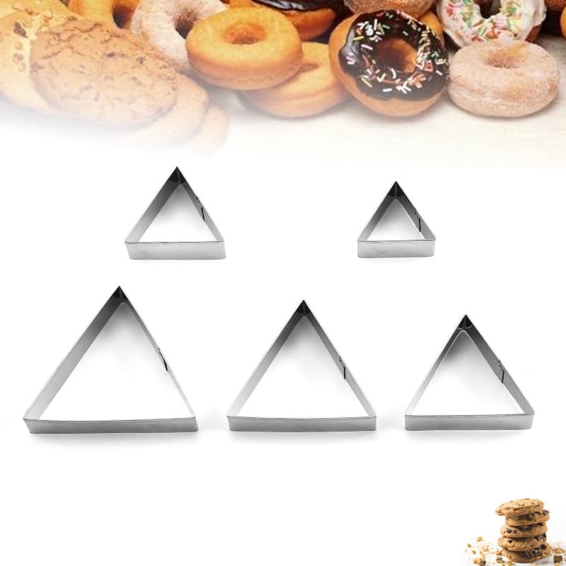 Factory Wholesale 5-Piece Triangle Stainless Steel Cookie Cutter Set for Biscuits, Mousse, and Baking Tools