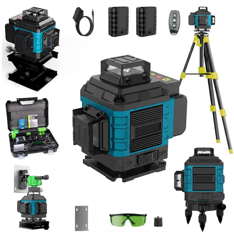 12-Line Green Beam 16-Line Laser Infrared Level Tool Wall-Mounted Instrument Essential for Renovation Outdoor Bright Light