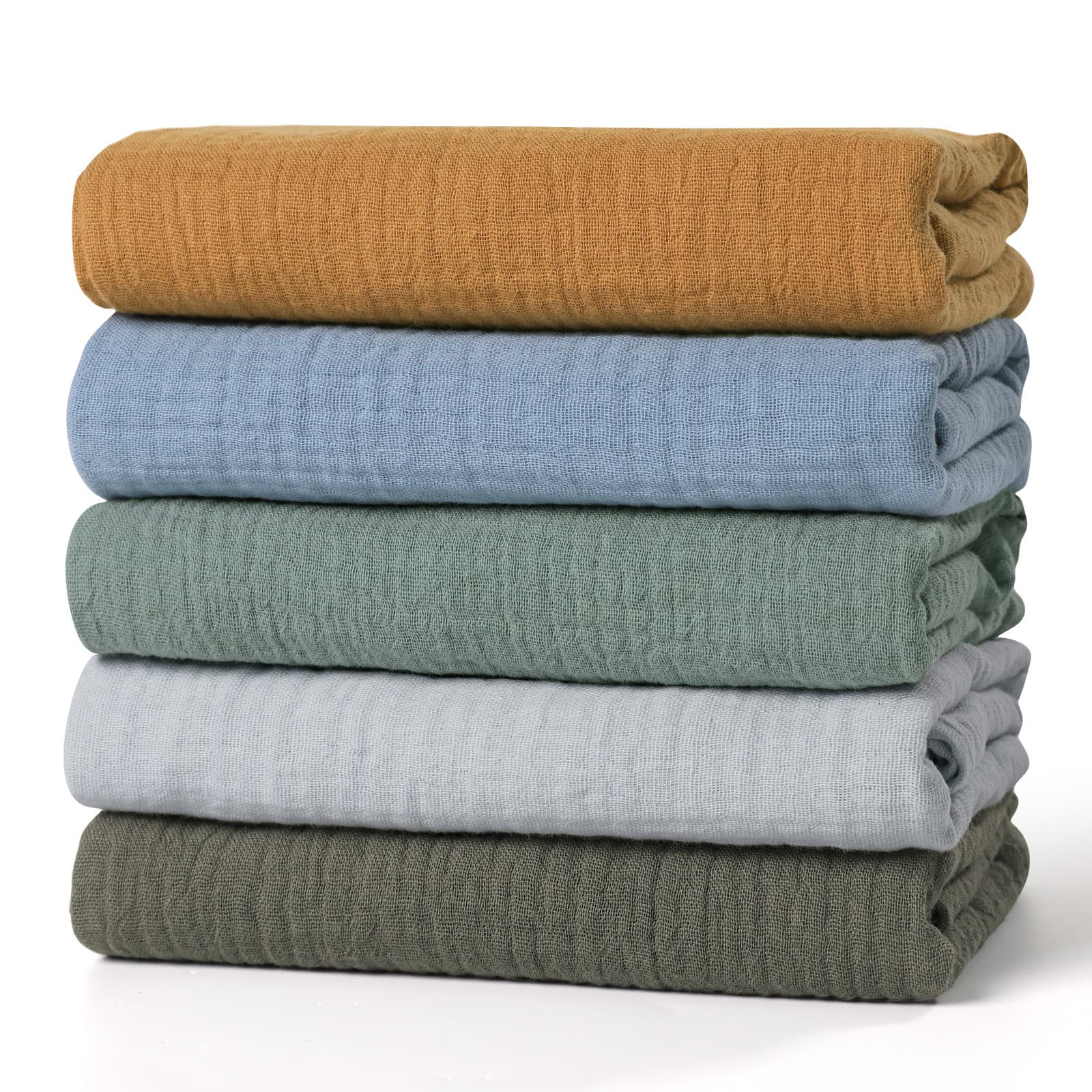 Cross-Border Export Solid Color Double-Layer Crinkle Swaddle, Multiuse Muslin Bath Towel
