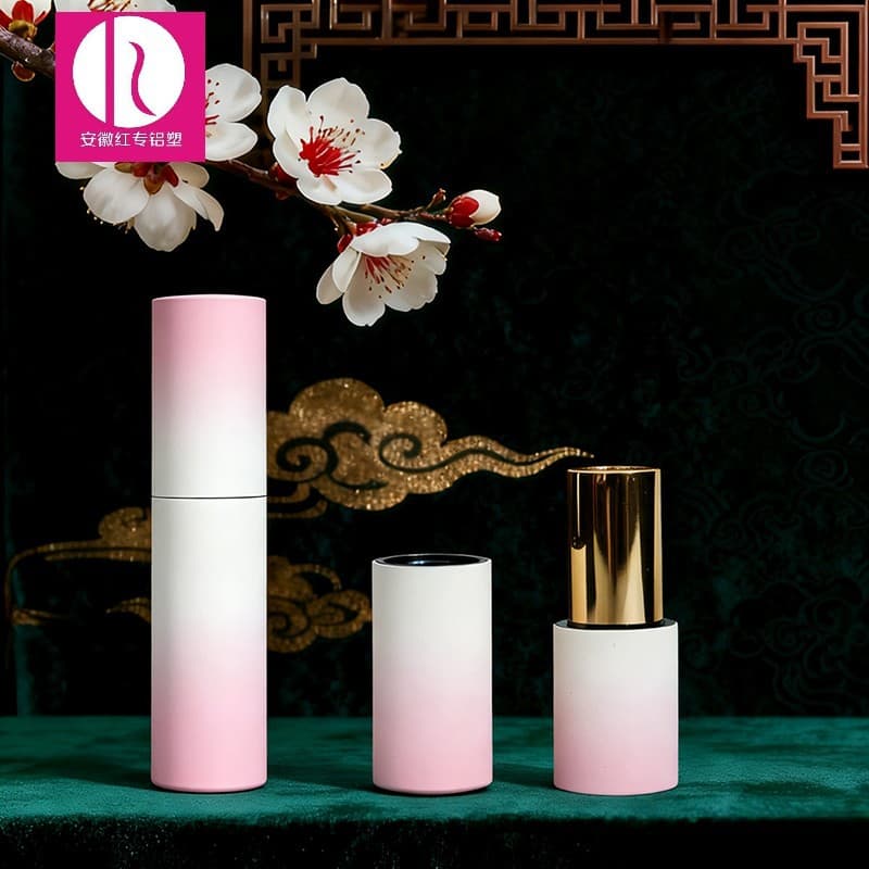 Round lipstick tube lipstick tube manufacturer lip gloss bottle matte pink empty tube lip gloss tube cosmetic packaging material lipstick packaging material