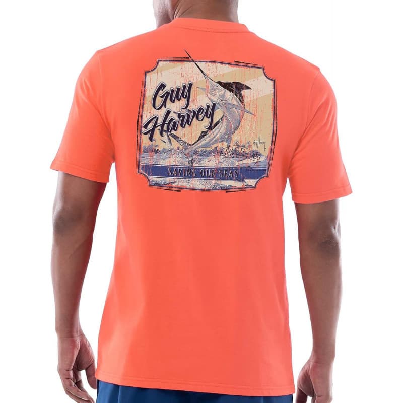 Cross-border European Size Pure Cotton Guy Harvey Men's Billfish Collection Short Sleeve