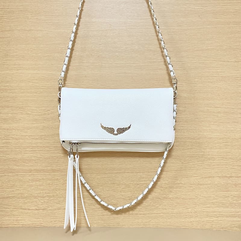 2025 New Women's Fashion ZV Bag with Wing Rhinestone Envelope Crossbody Bag French Vintage Design Shoulder Bag