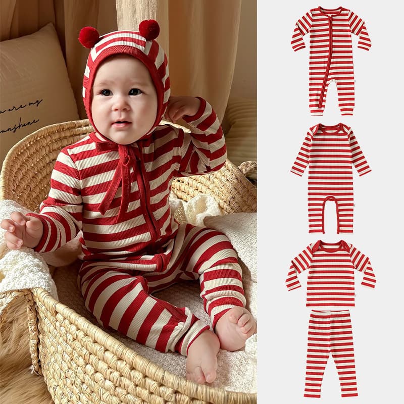 Baby onesies 2026 new type a pure cotton home clothes for men and women baby spring striped romper