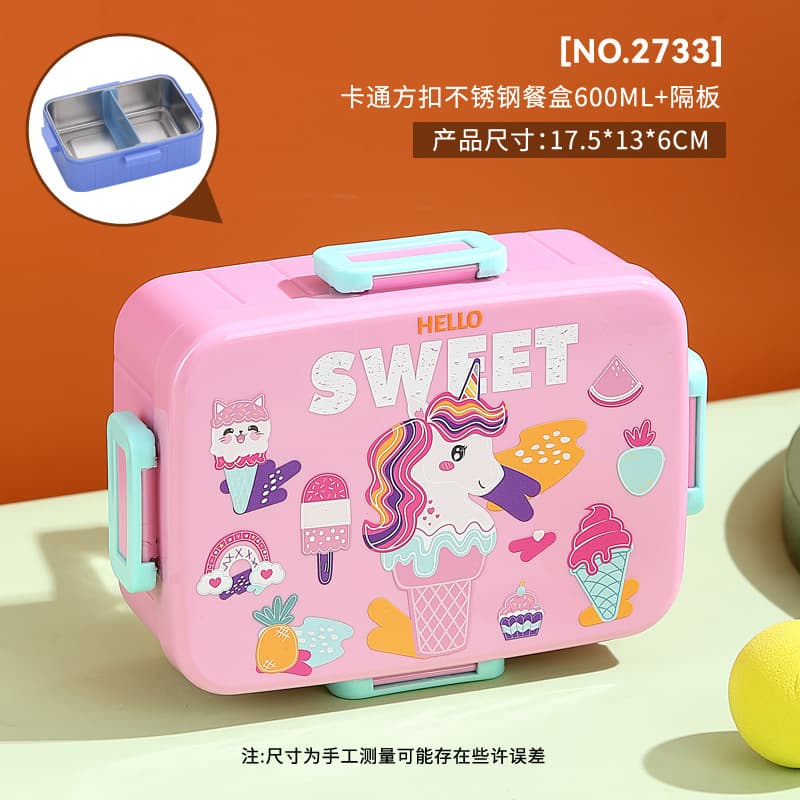 Children Lunch Box Cartoon 304 Stainless Steel Lunch Box Student Lunch Box Kids Soup Bowl Bento Box
