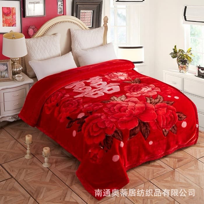 Winter Thick Style Raschel Blanket Double-Sided Cover, New Chinese Style Fleece Blanket Cover, Student Blanket Group Purchase Wholesale