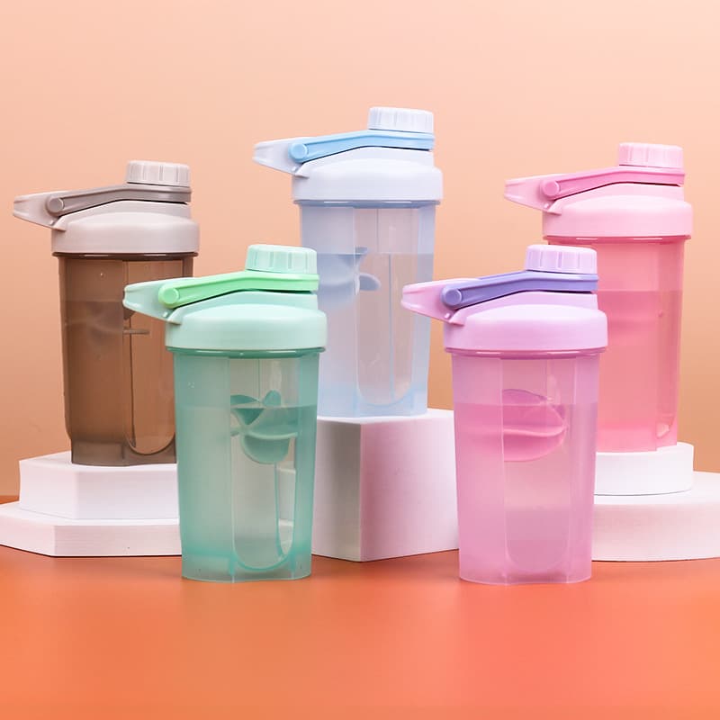 500ML Plastic Cup Sealed Advertising Cup Fitness Cup Sports Water Bottle Mixing Cup Protein Powder Shaker with Handle