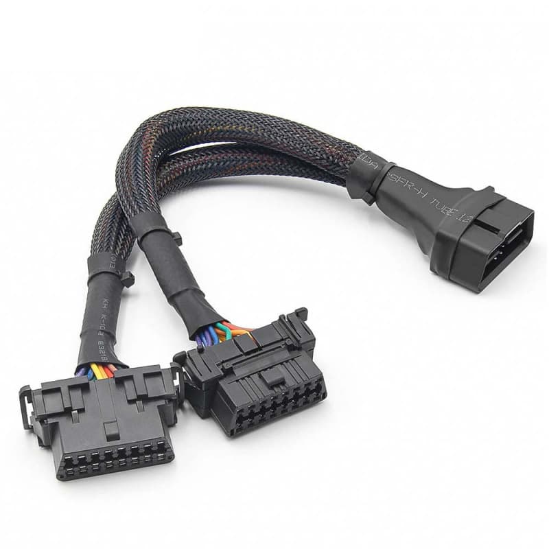 Automotive OBD one-to-two wire harness, two specifications of female connectors, full pins and wires, Converted Cable