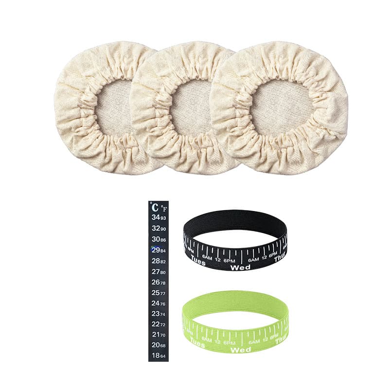 Thickened Pure Cotton Fermentation Glass Jar Cloth Cover Reusable Cloth Lid Dust Cover Temperature-Sensitive Color-Changing Sticker Elastic Band