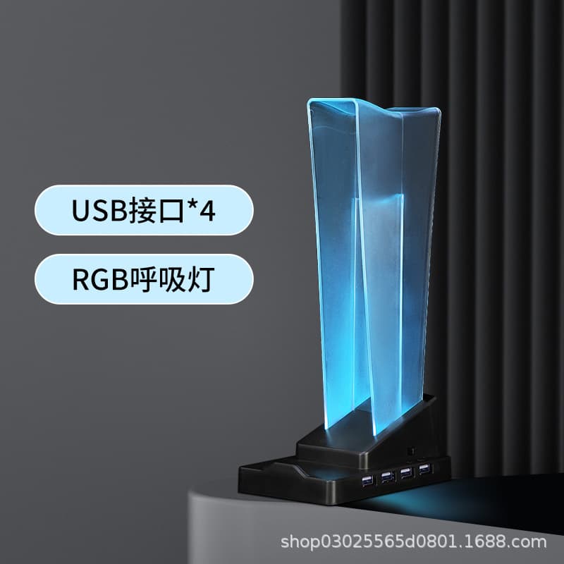 Illuminated Headphone Display Stand with Hub and Triple Function, RGB Light Effect Desktop Organizer