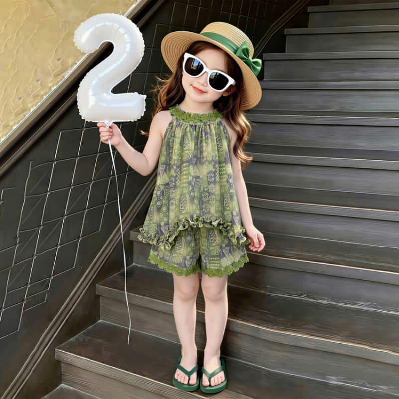 Girls Summer Outfit 2026 New Hot-Selling Girls Clothing Summer Sweet Two-Piece Set Little Girl Unique Beautiful Summer Clothes
