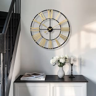 European Living Room Wall Clock Roman Iron Art Silent Decorative Large Hanging Clock Vintage Personality Wall Clock European Retro
