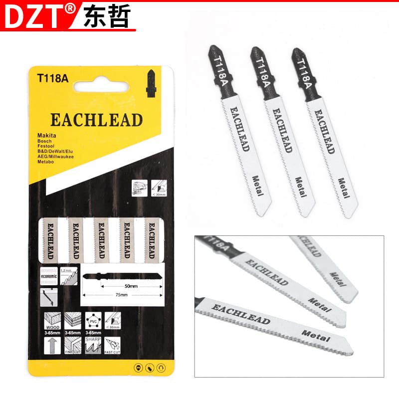 5-piece set of high-carbon steel scroll saw blades for woodworking, machine-use scroll saw blades